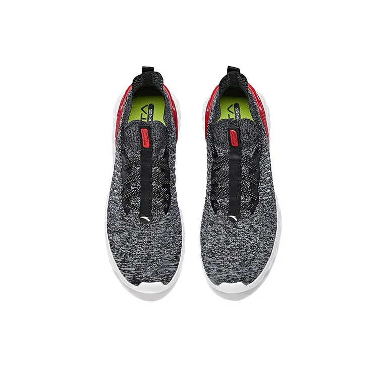 ANTA Training Shoes Men Low-Top Black/Mist Gray/University Red-2