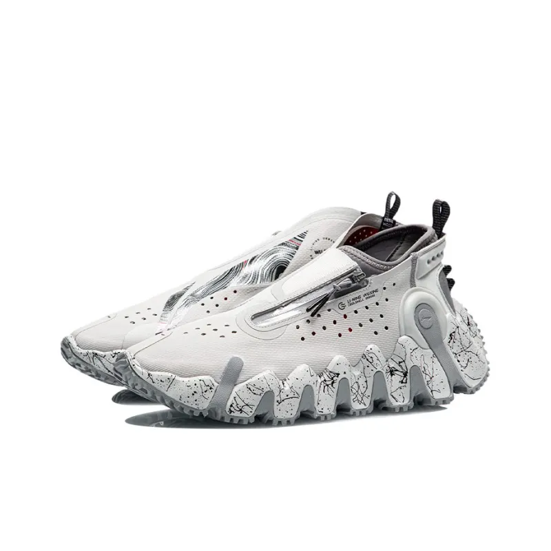 LiNing Paris Fashion Week Collection Vintage Basketball Shoes Men Low Top Antarctic Gray-2