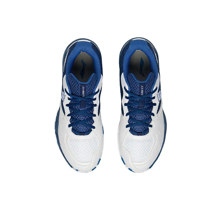 LiNing Sound Waves 2 Cushioned Slip Resistant Abrasion Resistant Low Top Badminton Shoes Unisex White Dark Blue-3