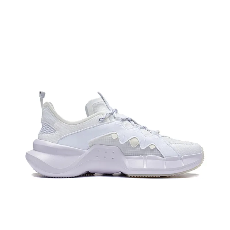 LiNing Essence Essence Anti Slip Wear Resistant Low Top Vintage Basketball Shoes Men's Standard White-1