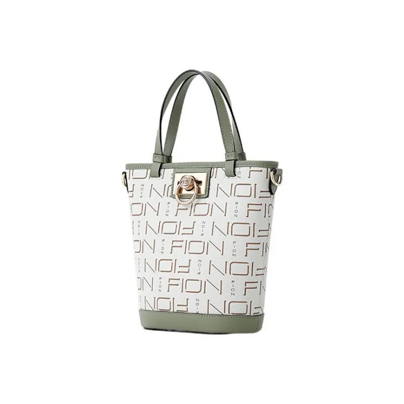 FION Cow Leather Patchwork With Artificial Leather Small Square Bag Shoulder Bag Handbag Regular Women's White-4