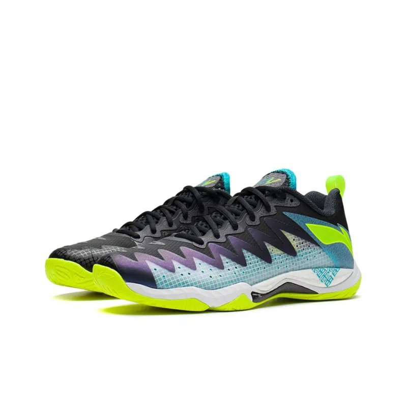 LINING Falcon 5 Badminton Shoes Unisex Low Top Black/Stone Teal-2