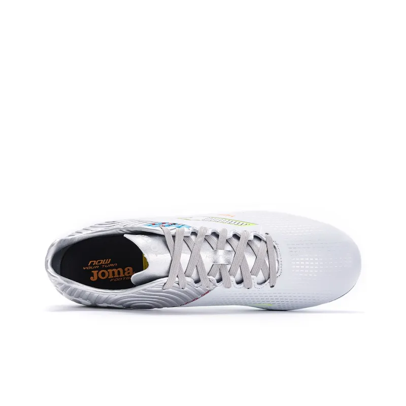 Joma MG Rubber Short Studs Anti Slip Wear Resistant Soccer Shoes Men's White Silver-3