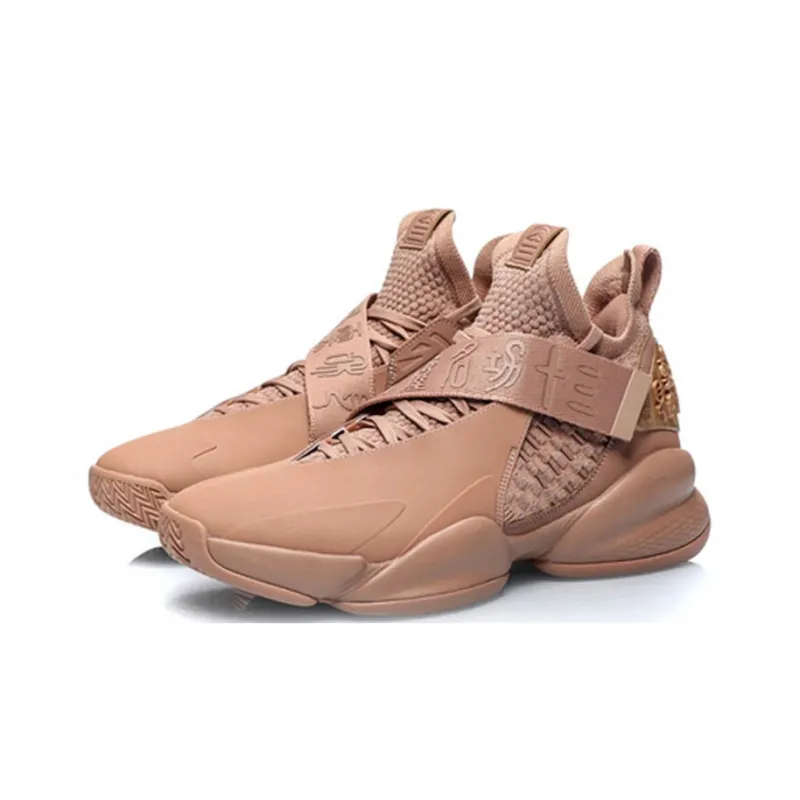 LiNing CF Cushioning Mid-Top Basketball Shoes Men's Red Gold-2