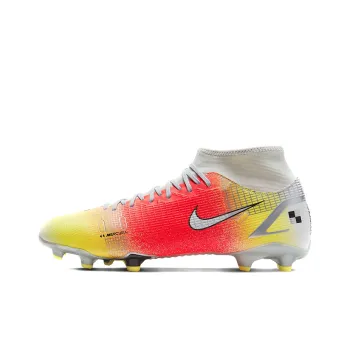 Nike Mercurial Superfly 8 Soccer Shoes Men Mid Top White/Bright Orange/Metallic Silver