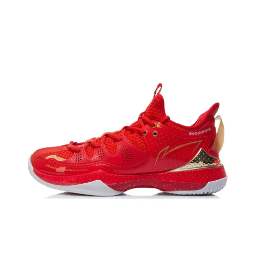 LINING Battle Halberd Badminton Shoes Men Low-Top Flame Red