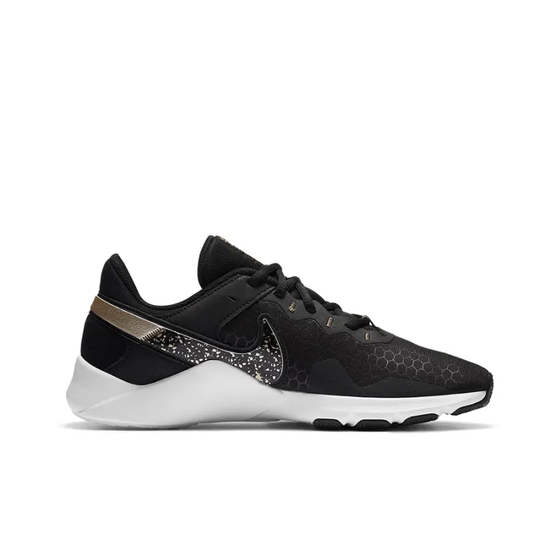Nike Legend Essential 2 Premium Black White Metallic Gold Grain Women's-1