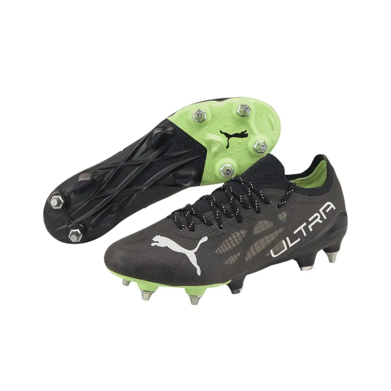 PUMA Ultra 1.3 SG Metal Long Studs Anti-Slip Wear-Resistant Breathable Coverage Soccer Shoes Men's Black Green-2