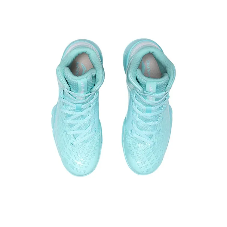 LiNing Essence Demon 2nd Generation Slip Resistant High Top Vintage Basketball Shoes Blue-3