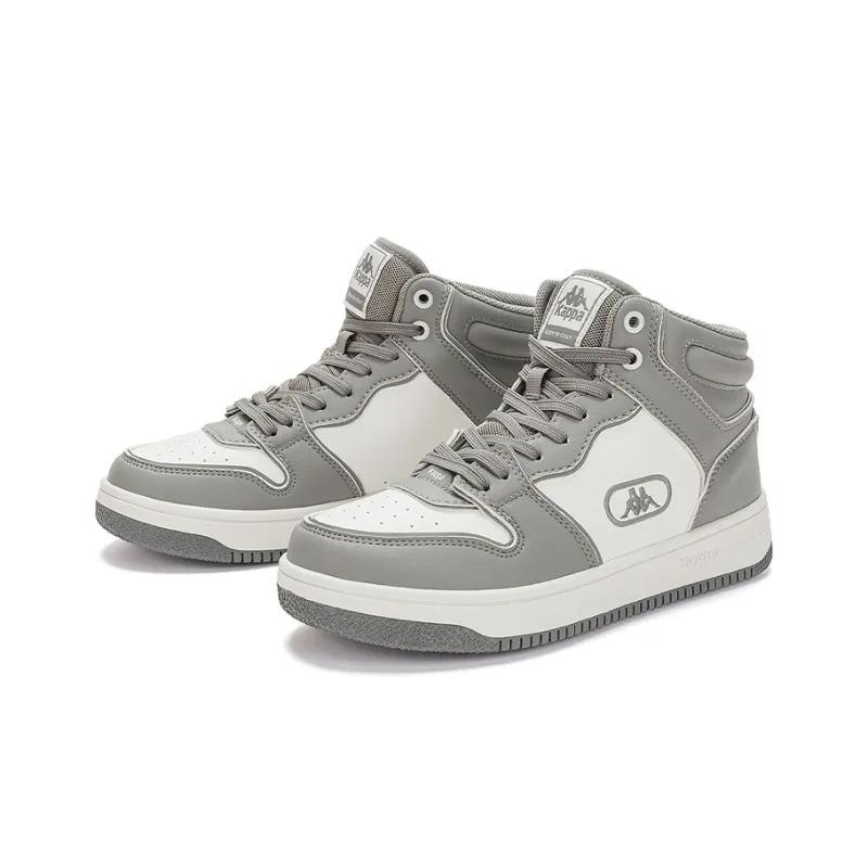 Kappa Abrasion Resistant Mid Top Vintage Basketball Shoes Unisex Mushroom Gray Korean White-2
