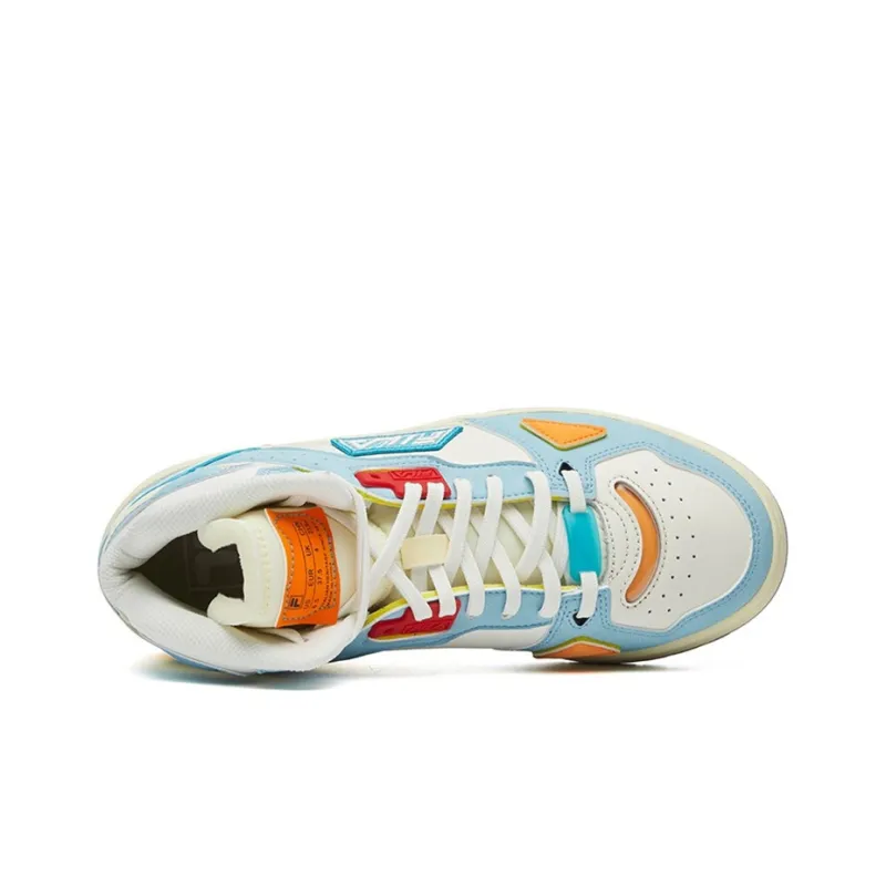 FILA FUSION Teratach Vintage Basketball Shoes Women's Mid Top Same Temperature Blue/Snow-4