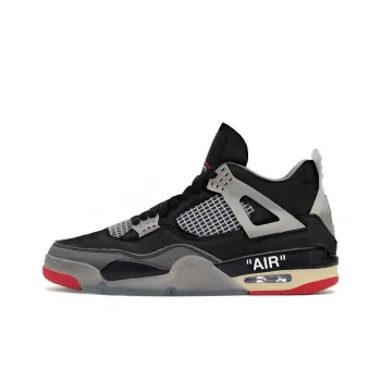 Off white X JORDAN Air JORDAN 4 Vintage Basketball Shoes Men Mid Top Black Red