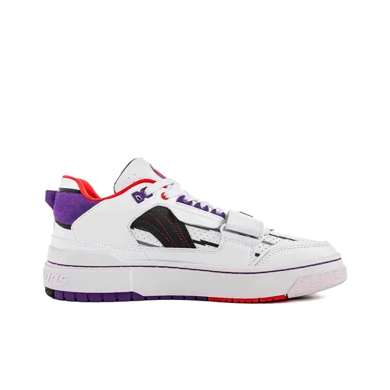 LINING Rookie Vintage Basketball Shoes Men Low Top Standard White/Iron Blue Violet-1