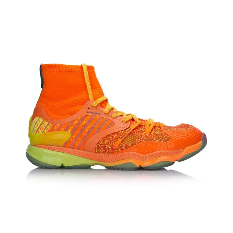 LiNing Ranger Chameleon Cushioning Rebound High-Top Badminton Shoes Unisex Neon Radiant Orange-1