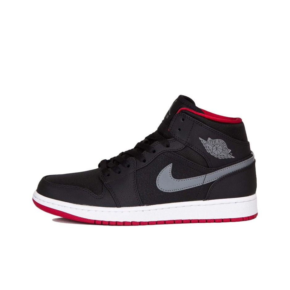 Air jordan 1 mid black cool grey gym red on sale