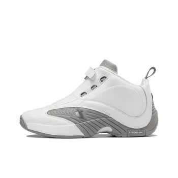 Reebok Answer IV Anti-Slip And Wear-Resistant Cushioning Coverage Mid-Top Vintage Basketball Shoes Men's White Gray
