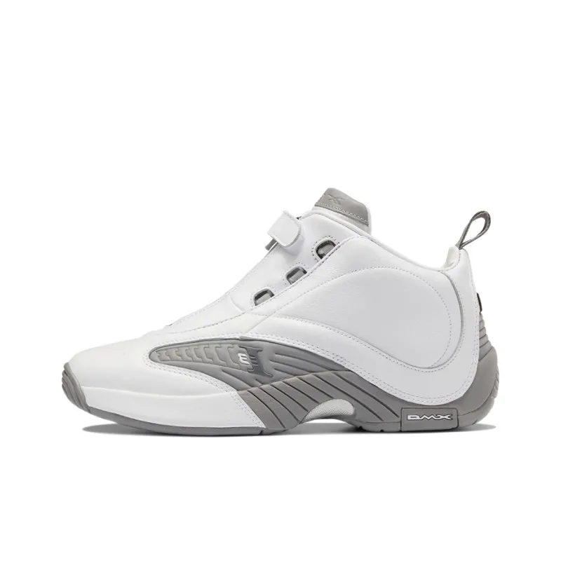 Reebok Answer IV Anti-Slip And Wear-Resistant Cushioning Coverage Mid-Top Vintage Basketball Shoes Men's White Gray-0