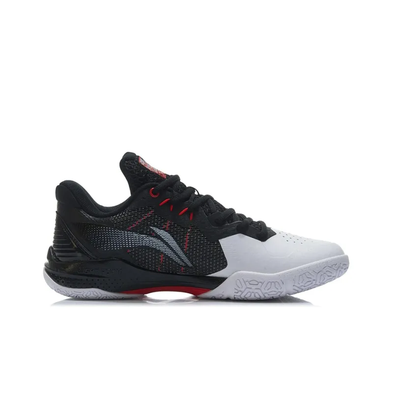 LiNing Shock Absorbers Slip Resistant, Abrasion Resistant, Breathable Low Top Badminton Shoes Men's Black White-1