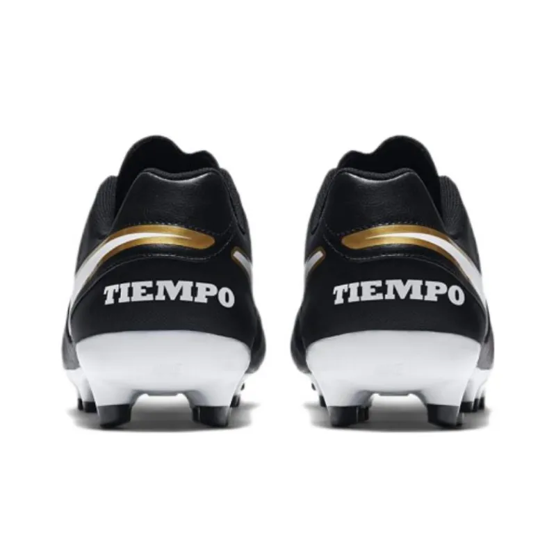 Nike Tiempo Genio II Leather Firm Ground 'Black White Gold'-3