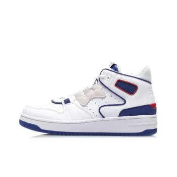 LiNing Attack 2020 Cushioning Anti Slip And Wear Resistant Mid Top Vintage Basketball Shoes Women's White Blue