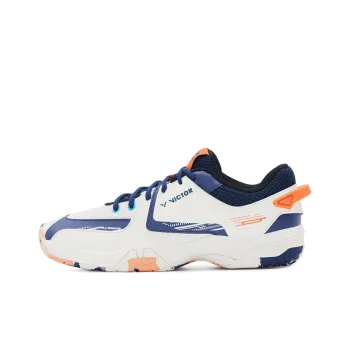 VICTOR Anti Slip Wear Resistant Low Top Badminton Shoes Unisex Khaki Navy Blue