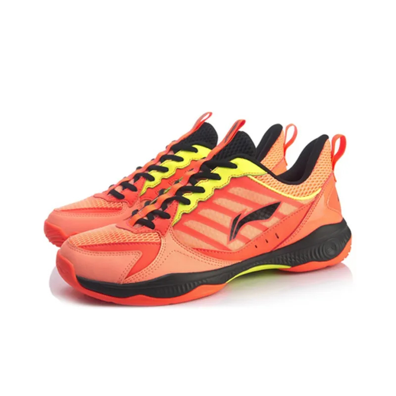 LiNing Battle Halberd 2 Lite Cushioning Slip Resistant Low Top Badminton Shoes Unisex Neon Light Orange-2