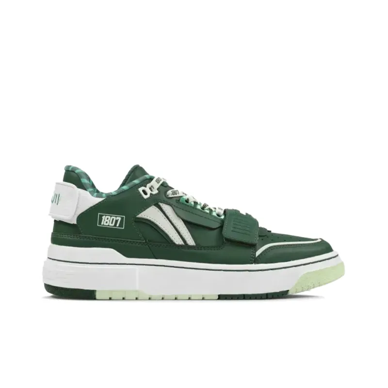 1807 x LiNing Rookie Anti Slip Wear Resistant Low Top Vintage Basketball Shoes Men's Green-1