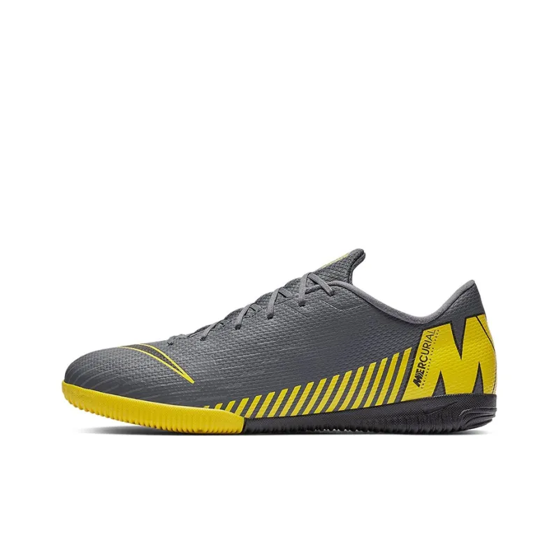 Nike Mercurial Vapor 12 IC/IN Indoor Cushioning Anti-Slip And Wear-Resistant Soccer Shoes Men's Gray Yellow-0