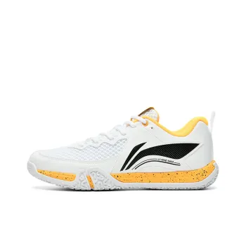 LiNing II Lite Cushioning Wear Resistant Low Top Badminton Shoes Unisex White Yellow