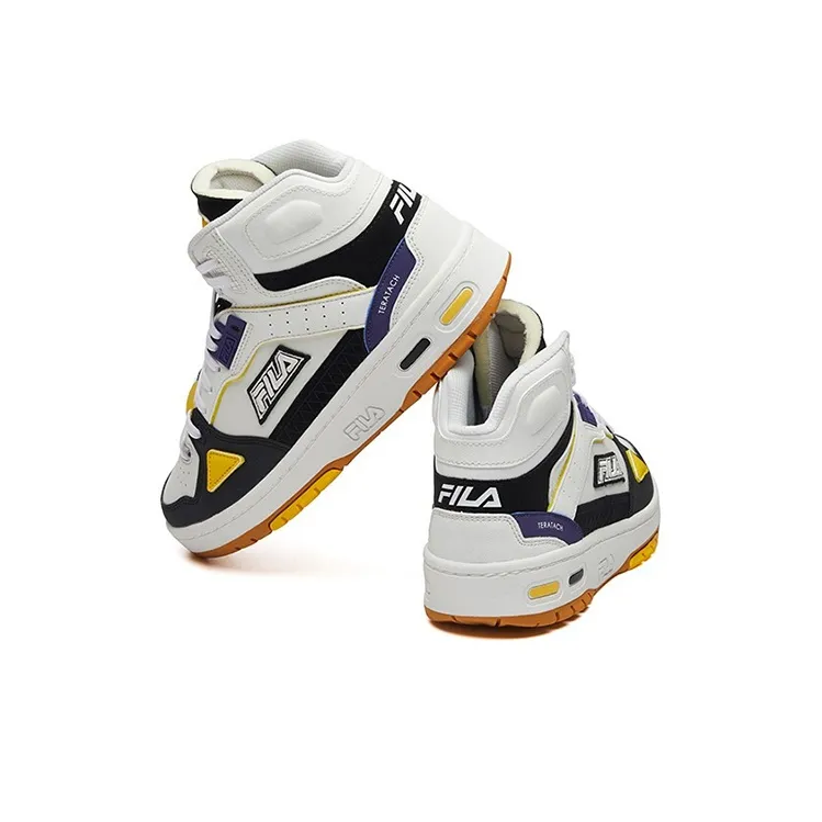 FILA FUSION Teratach Cushioning Anti Slip And Wear Resistant Mid Top Vintage Basketball Shoes Women's White Black-3