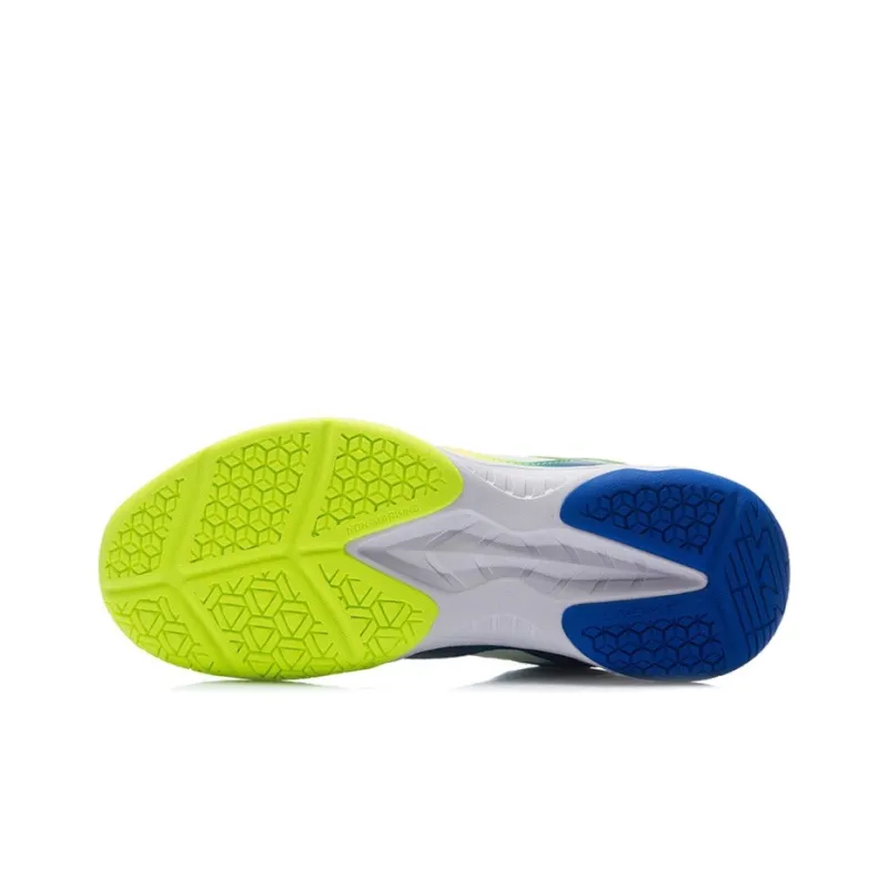 LiNing Cushioning Wear Resistant Low Top Badminton Shoes Men's White Blue-4