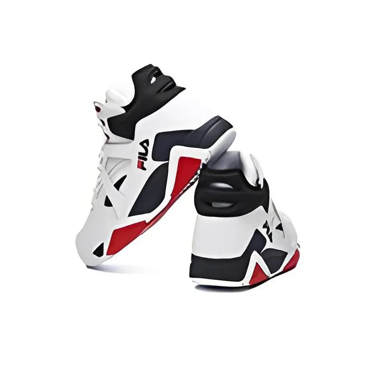 FILA Cage Wear-Resistant High-Top Vintage Basketball Shoes Women's White Blue-1