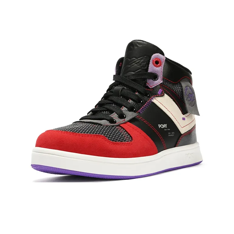 PONY CityWings Cushioning High Top Vintage Basketball Shoes Unisex Black Red-1