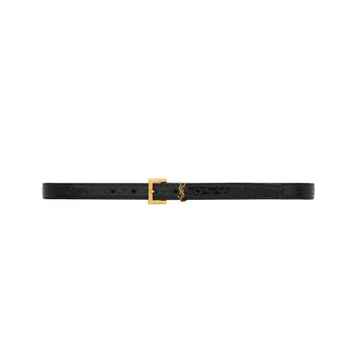 SAINT LAURENT Classic YSL Logo Circle Pin Buckle Leather suedes Women's Black Width: 2cm