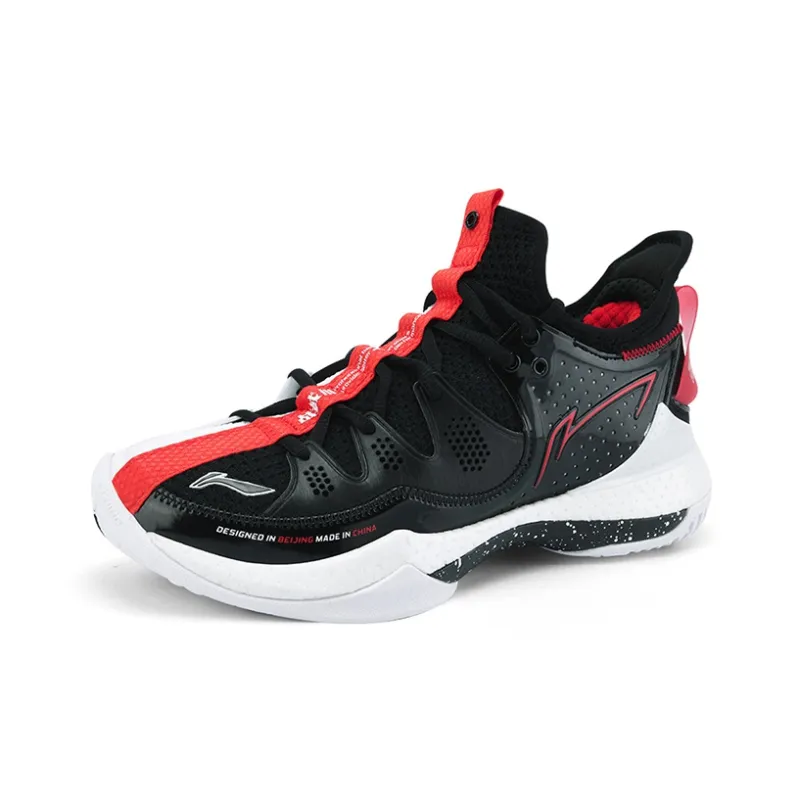 LINING Badminton Shoes Unisex Mid Top Black/White/Red-1