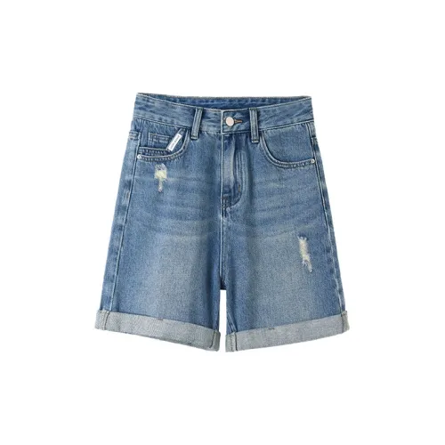 MITUAN Denim Shorts Women's Vintage Light Blue