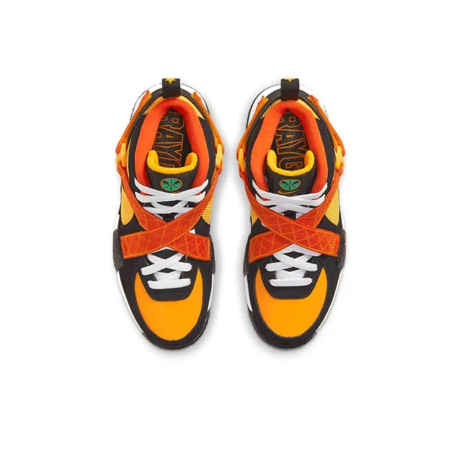 Nike Air Raid 'Rayguns' Cushioning Slip Resistant Mid Top Children's Basketball Shoes Black Orange Yellow Teenagers-3