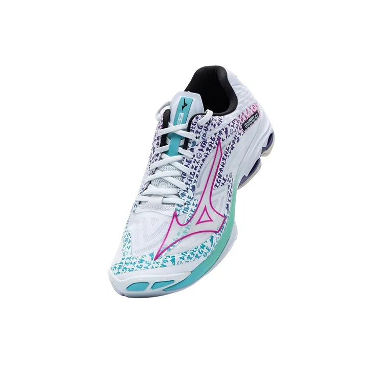 Mizuno Wave Lightning Z7 Anti Slip Wear Resistant Low Top Volleyball Shoes Unisex White Purple-2