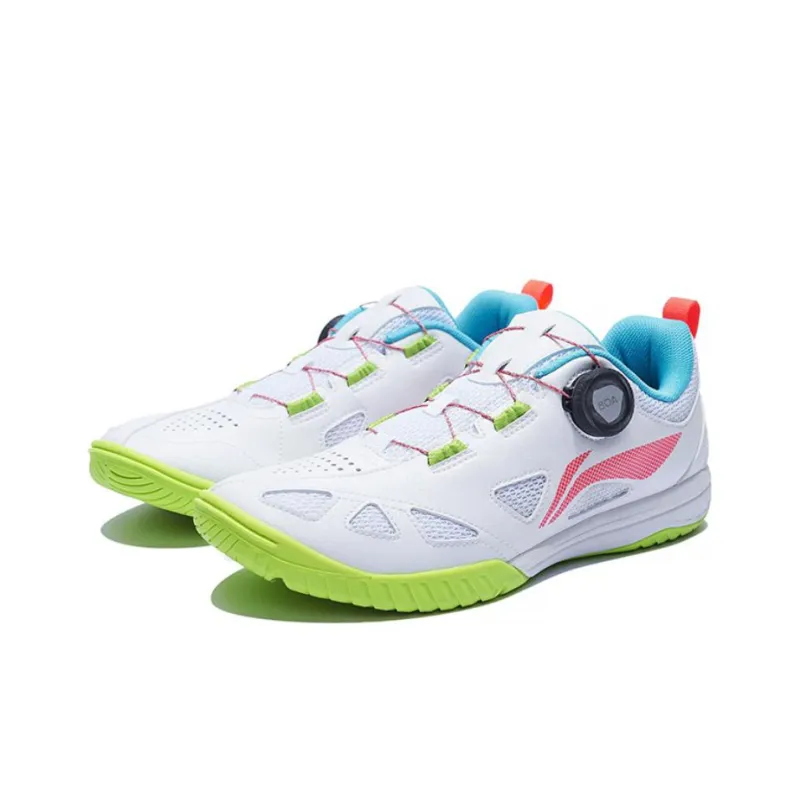 LiNing Mage ESS Durable Breathable Low Top Table Tennis Shoes Unisex White Red-2
