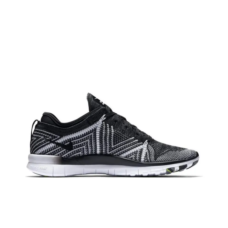 Nike Free TR Flyknit Durable Breathable Lightweight Low-Top Training Shoes Women's Black White-1
