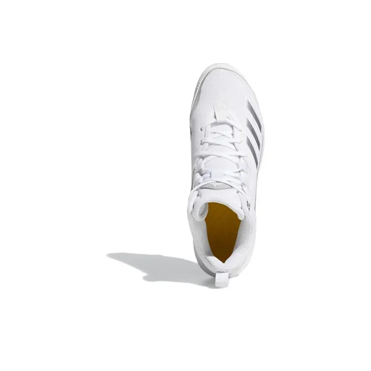 Adidas Icon 6 Bounce Mid Cleats Anti-Slip Wear-Resistant Low-Top Training Shoes Men's White-4