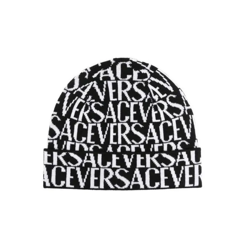 VERSACE Cotton Beanies Men's Black-0
