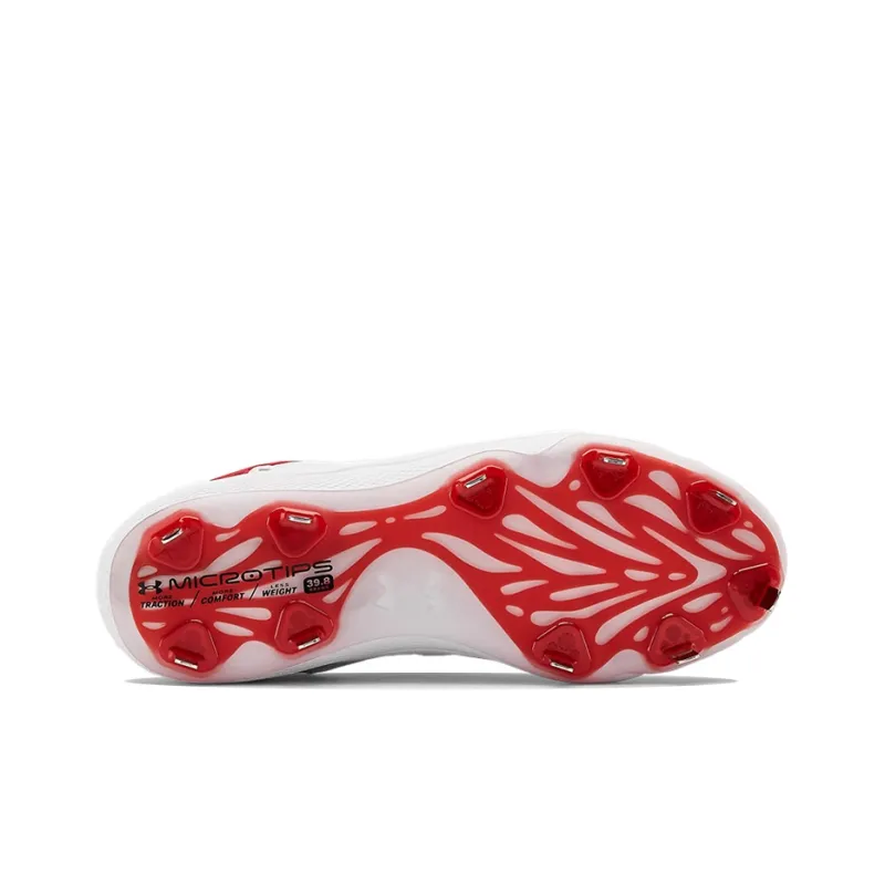 Under Armour Yard Cushioned Anti Slip Wear Resistant Breathable Lightweight Low Top Training Shoes Men's White Red-4