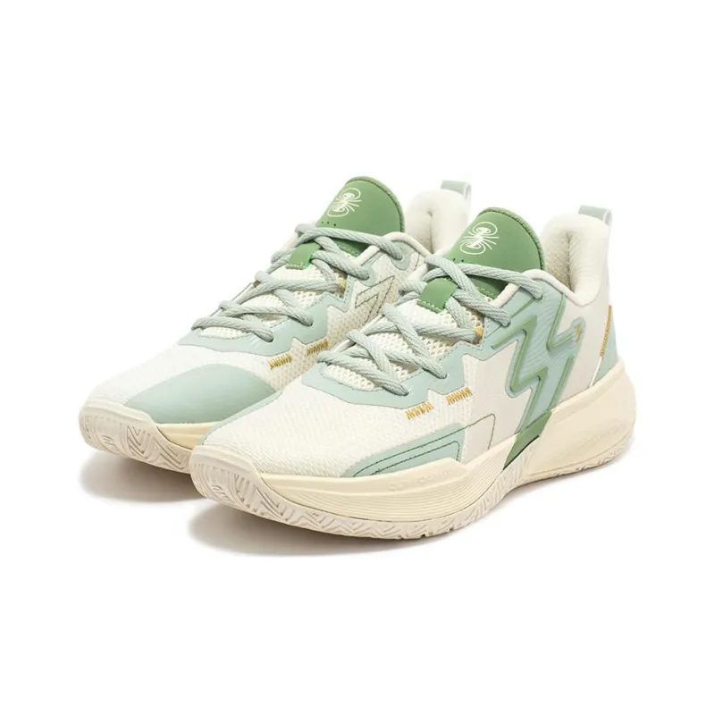 361° Big3 Team Cushioning Anti Slip And Wear Resistant Low Top Basketball Shoes Men's Beige Green-2