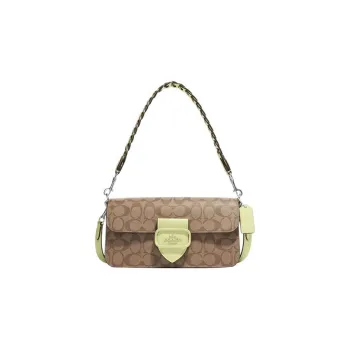 COACH Morgan Leather Envelope Bag Zhi Sheng Bag Handbag Shoulder Bag Women's Brown & Green