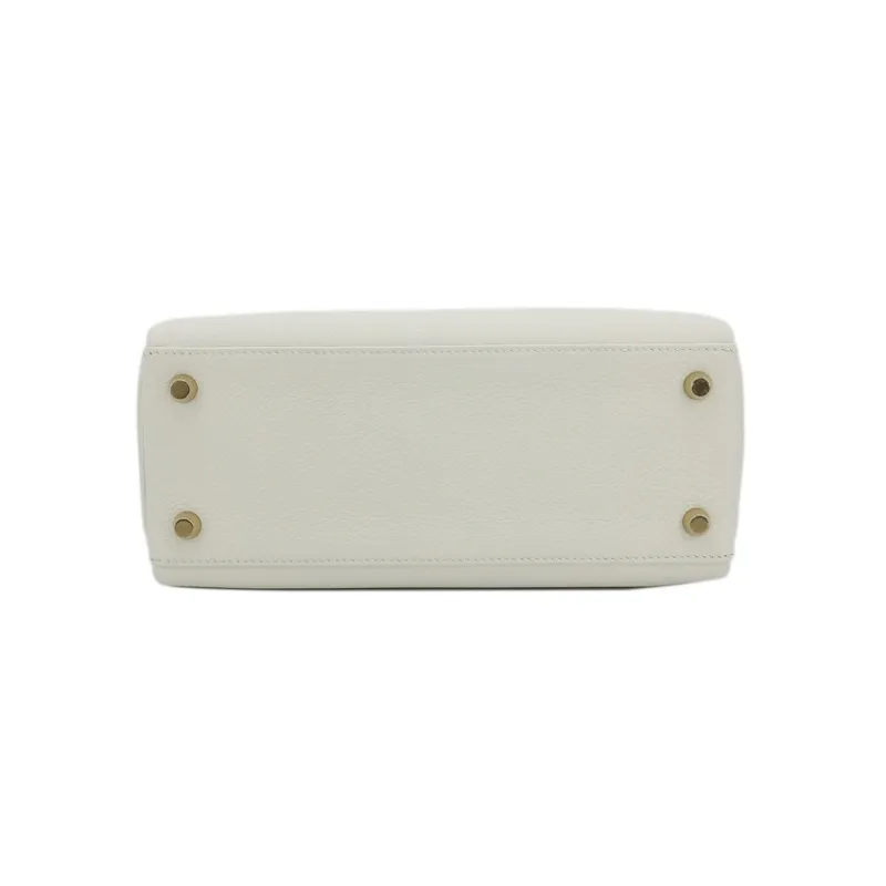 HERMES Kelly Togo Calfskin Kelly Bag Handbag 25 Women's 0T Mushroom White-5