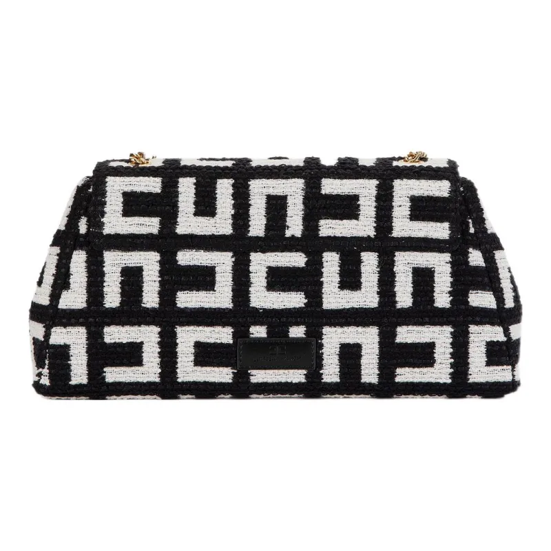 Elisabetta Franchi Cotton With Polyester Portable Crossbody Bag Shoulder Bag Medium Size Women's Black-2