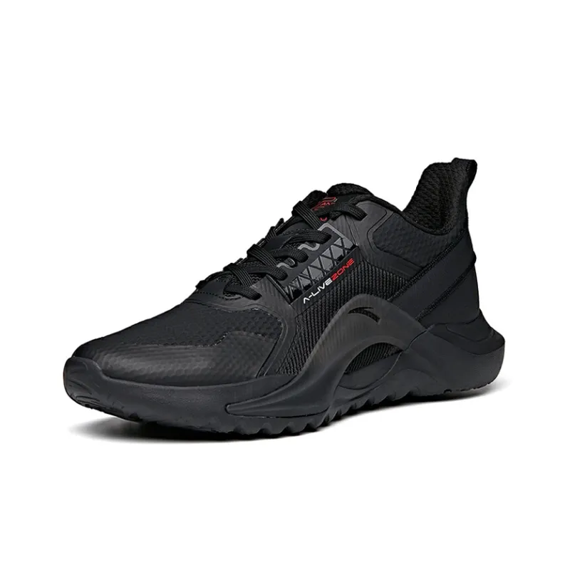 Anta Cushioning Anti Slip Wear Resistant Breathability Low Top Training Shoes Men's Pure Black-1