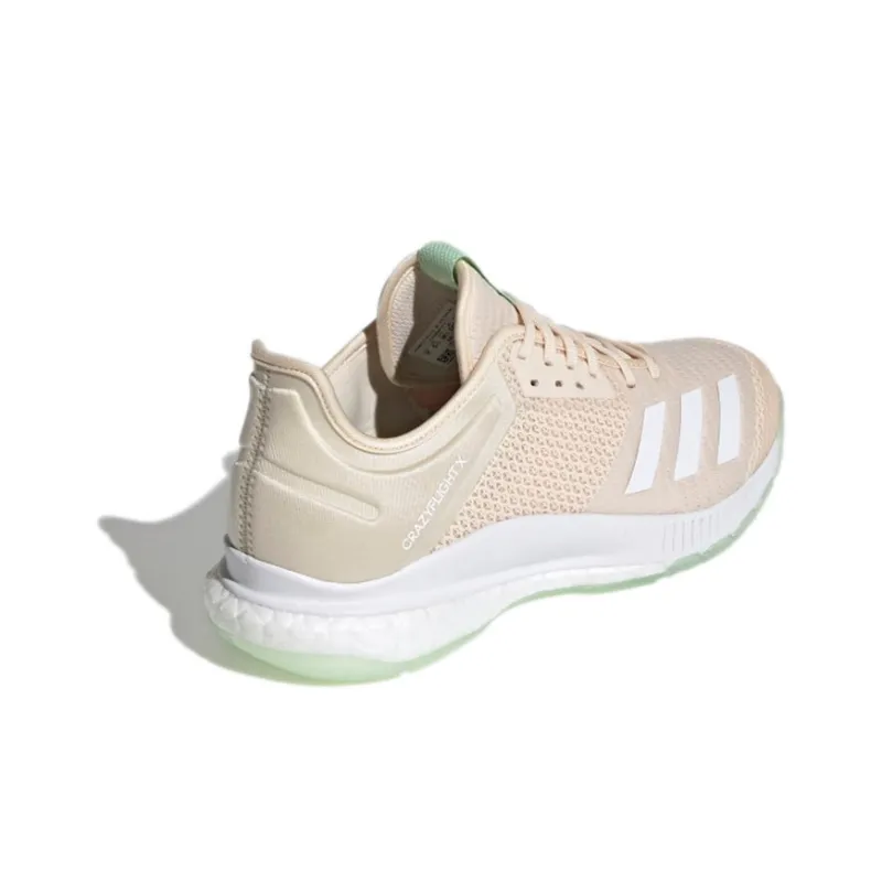 Adidas Crazyflight X 3 Breathable Low-Top Training Shoes Women's Pink White-3
