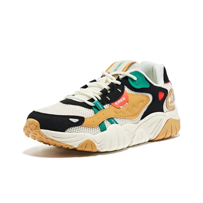 Erke Training Shoes Men Low Top White Green Yellow-2